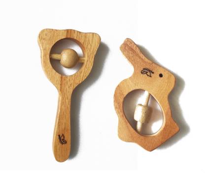 Skibell Neem wood baby teethar (hendal,rabbit) baby toys Teether