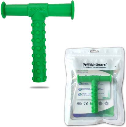 SpeechGears Oro-Tube Green Dotted A chewing tube for Speech Feeding and Sensory Integration Teether