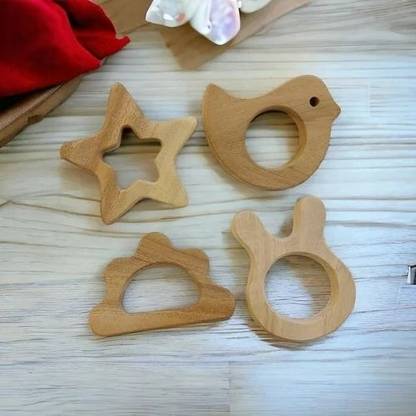 Aditya Creation Pack of 4 (Cloud ,Star,Bird+Cat) Teether and Feeder