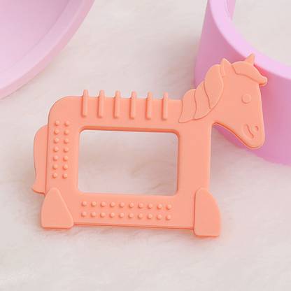 R for Rabbit Tiny Bites Safari – Cute Baby Silicone Teether - Horse Orange Teether and Feeder