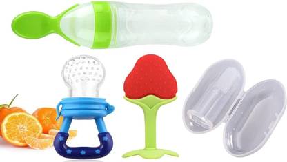 GHLARJAISA Baby Fruit Feeder & Baby Silicone Finger Brush with Baby Silicone Teether Teether and Feeder