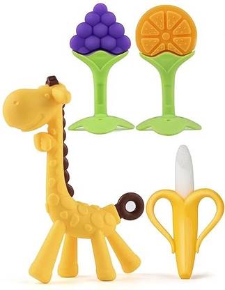 WAHHSON Baby Gum Massager Banana Teething Shaped Silicone Toothbrush for Newborn Kids Teether