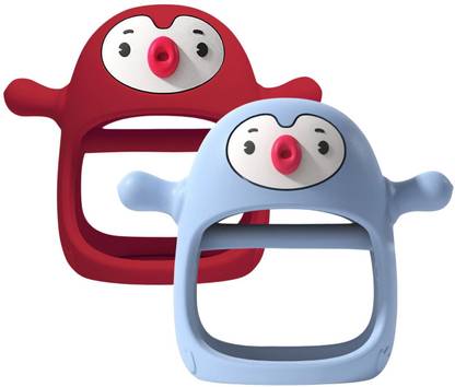 PLAYLO Never Drop Penguin - BPA-Free Silicone Baby Toy | Tooth pacifier | Pack of 2 - Teether