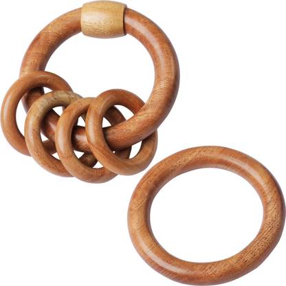 TINIGREEN Neem Wood Teethers for Baby Set of 2 | for 3 Months Baby |One Rattle One Ring Teether