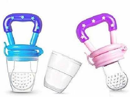 Amazz kido Baby Fruit Nibbler and Feeder Pacifier / Baby Fruit Nipple Pack of 2 (Blue&Pink) Feeder
