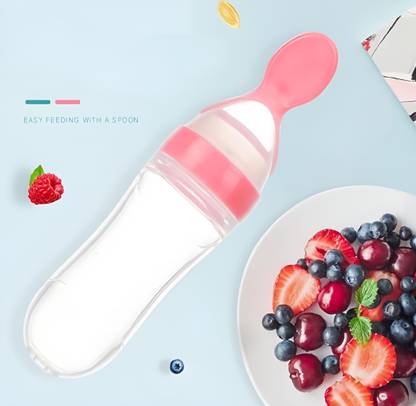 Littlewonders Silicone Baby Food Feeder Squeeze Bottle for new Born baby 90ml (pink) Feeder