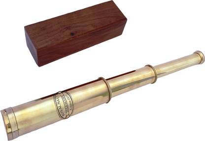 Shoptreed Royal Navy 12 inch Antique Full Brass Telescope with lid in Wood Box Catadioptric Telescope