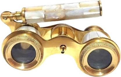 Nikki Brass Binocular Telescope with Handle Golden and White Color Travelling Catadioptric Telescope