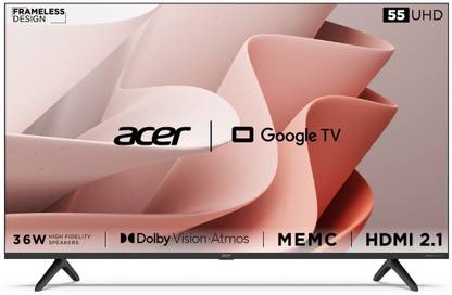 Acer Advanced I Series 139 cm (55 inch) Ultra HD (4K) LED Smart Google TV 2023 Edition with Dolby Vision-Atmos, 36W Sound Output  (AR55GR2851UDFL) at Rs. 33999