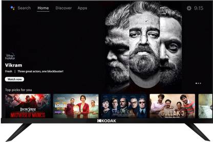 KODAK 7XPro 108 cm (43 inch) Ultra HD (4K) LED Smart Android TV with 40W Sound Output & Bezel-Less Design  (43UHDX7XPROBL) at Rs. 19499