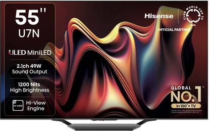 Hisense U7N 139 cm (55 inch) Ultra HD (4K) Mini LED Smart VIDAA TV with 240 Full Array Local Dimming Zones Dolby Vision Atmos