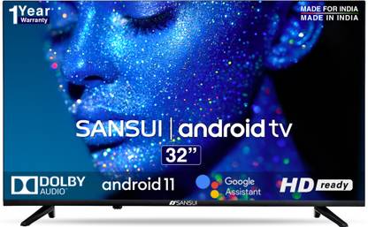 Sansui 80 cm (32 inch) HD Ready LED Smart Android TV with Android 11 (Midnight Black)