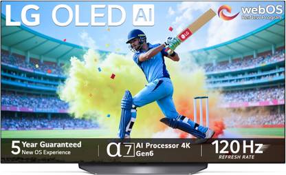 LG OLED B3 164 cm (65 inch) OLED Ultra HD (4K) Smart WebOS TV Alpha7 AI Processor 4K Gen6, AI Picture Pro, Pixel Dimming, Dolby Vision, Dolby Atmos, Eye Comfort Display, NVIDIA G-SYNC, VRR, AMD FreeSync, 120 Hz Refresh Rate, Game Optimizer, Magic Remote Control, 5-Year Guaranteed with New OS Experience