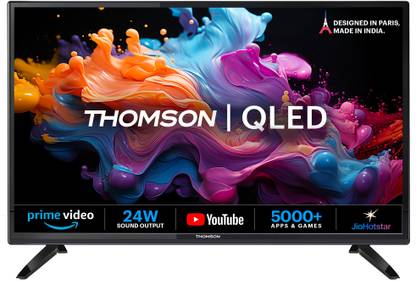 Thomson Alpha QLED 60 cm (24 inch) QLED HD Ready Smart Linux TV 2025 Edition with 24W Sound Output | Web Browser | Sports Mode | Bezel Design