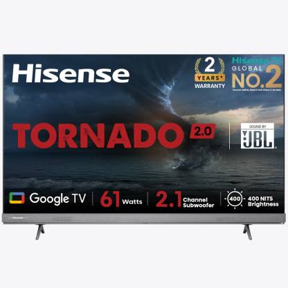 Hisense Tornado 164 cm (65 inch) Ultra HD (4K) LED Smart Google TV with 25W Subwoofer, Dolby Vision and Atmos