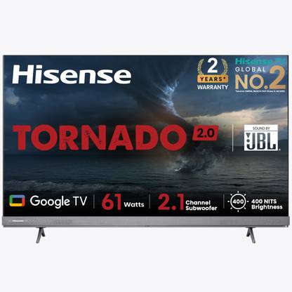 Hisense Tornado 164 cm (65 inch) Ultra HD (4K) LED Smart Google TV 2022 Edition with 25W Subwoofer, Dolby Vision and Atmos  (65A7H) at Rs. 47990