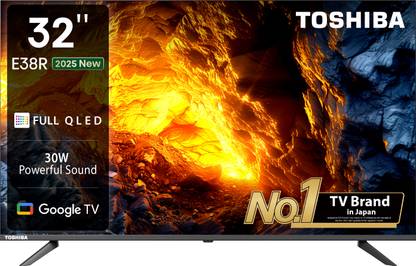 TOSHIBA 32E38RP 80 cm (32 inch) QLED HD Ready Smart Google TV 2025 Edition with 30W Powerful Sound, Dolby Audio, Super Bright Panel