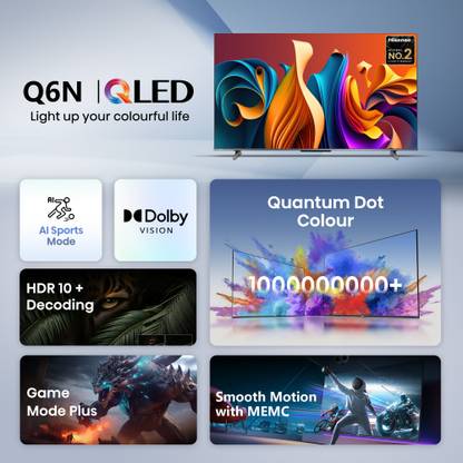 Hisense Q6N 189 cm (75 inch) QLED Ultra HD (4K) Smart Google TV Dolby Vision Atmos Far Field Voice Control Smooth Motion Rate
