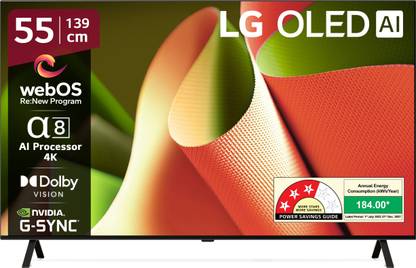 LG AI TV OLED B4 139 cm (55 inch) OLED Ultra HD (4K) Smart WebOS TV 2024 Edition with Alpha 8 AI Processor 4K | AI Picture Pro | Dolby Vision | AI Sound Pro (Virtual 9.1.2 Surround) | Dolby Atmos | 120Hz Refresh Rate | Magic Remote | Nvidia G-Sync & AMD Freesync Compatible | Chromecast Built-in