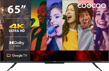 Coocaa Frameless 164 cm (65 inch) Ultra HD (4K) LED Smart Google TV with HDR 10+ Dolby Vision Dolby Atmos Eye Care & Karaoke Technology