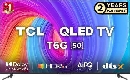 For 36990/-(68% Off) TCL 126 cm (50 inch) QLED Ultra HD (4K) Smart Google TV with Game Master 2.0 (50T6G) at Flipkart