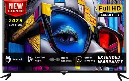 Uniboom ULTIMA 108 cm (43 inch) Full HD LED Smart Android TV 2025 Edition with 30W Sonic Boom Speakers- Aura Vision+ Display - Mobile Screen Cast - 1000+ Smart Apps - Games  (43S-ULT-AED)