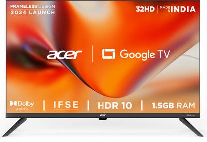 Acer J Series 80.01 cm (32 inch) HD Ready LED Smart Google TV with (Black)
