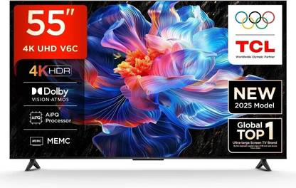 TCL 138 cm (55 inch) Ultra HD (4K) LED Smart Google TV with MEMC | Dolby Vision-Atmos | HVA Panel & Me...