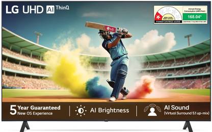 LG UR75 108 cm (43 inch) Ultra HD (4K) LED Smart WebOS TV 2025 Edition with Alpha5 AI Processor 4K Gen6 | 100+ Free Channels | AI Brightness | 4K Upscaling | 60 Hz Refresh Rate | Magic Remote Capability | 5-Year Guaranteed New OS Experience