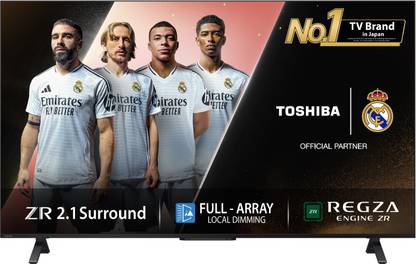 TOSHIBA 139 cm (55 inch) QLED Ultra HD (4K) Smart Google TV with Full Array Local Dimming, 49W Power Bass Woofer and HSR 120