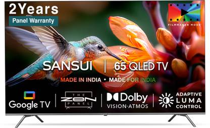 Sansui 165 cm (65 inch) QLED Ultra HD (4K) Smart Google TV with IPS Display Zen Panel Dolby Vision & Atmos Filmmaker Mode