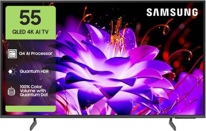 Samsung Vision AI 138 cm (55 inch) QLED Ultra HD (4K) Smart One UI Tizen TV 2025 Edition with 100% Color Volume with Quantum Dot | Real QLED with Quantum Dot Sheet | Quantum HDR | PANTONE Validated | 4K Upscaling | Samsung Knox Security | 100+ Free Channels