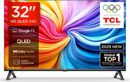 TCL V4C 80.04 cm (32 inch) QLED HD Ready Smart Google TV 2025 Edition with 100% Color Volume Plus | 16W Dolby Audio | Google Assitant | Chromecast built-in | Slim Design