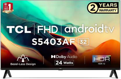 TCL 80 cm (32 inch) Full HD LED Smart Android TV with Google Assistant | Full HD Android 11 TV + HDR 10 | AI-IN | T-cast | Apps: Netflix, Youtube, Prime Video & 7000+ Apps | Maximum Content: 10,62,000 Hours | Pure Entertainment
