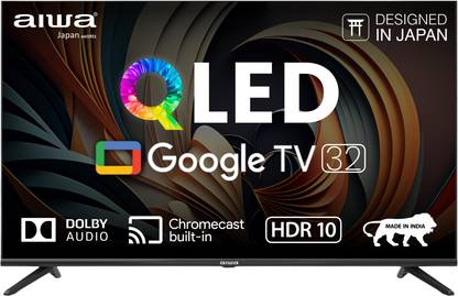 Aiwa 81.28 cm (32 inch) QLED HD Ready Smart Google TV with 1N Remot Control| |4N Screw| |1N User Manual with Warranty Card| |1N Set Table Stand, 1N Wallmount| |2N Batteries (AAA)