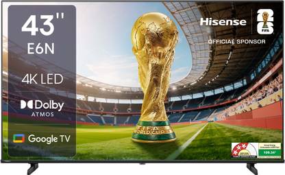 Hisense E6N 108 cm (43 inch) Ultra HD (4K) LED Smart Google TV with Dolby Vision Atmos, Dts Virtual X and 4K AI Upscaler