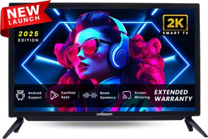 Uniboom ULTIMA 60 cm (24 inch) HD Ready LED Smart Android TV 2025 Edition with 30W Sounbar Edition - Aura Vision+ Display - Mobile Screen Cast - 1000+ Smart Apps - Games