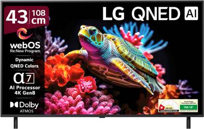 LG AI TV QNED 8AA 108 cm (43 inch) Ultra HD (4K) QNED Smart WebOS TV 2025 Edition with Alpha7 AI Processor 4K Gen8 | Dynamic QNED Color | AI Brightness Control | 4K Expression Enhancer | NEW AI Magic Remote | AI Search with MS Copilot | AI Sound Pro (9.1.2 ch) | Dolby Atmos | Chromecast Built-in