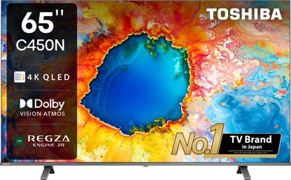 TOSHIBA C450NP 164 cm (65 inch) QLED Ultra HD (4K) Smart VIDAA TV with Dolby Vision Atmos and REGZA Engine ZR