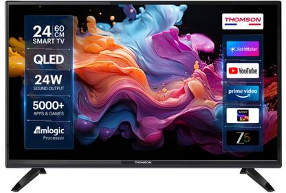 Thomson Alpha QLED 60 cm (24 inch) QLED HD Ready Smart Linux TV 2025 Edition with 24W Sound Output | Web Browser | Sports Mode | Bezel Design