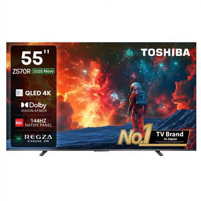 TOSHIBA 55Z570RP 139 cm (55 inch) QLED Ultra HD (4K) Smart VIDAA TV 2025 Edition with Dolby Vision IQ Atmos, Hands-free Voice Control, HDR 10+