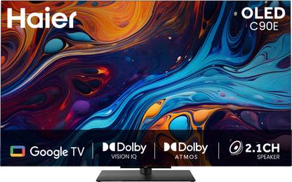 Haier C90 165 cm (65 inch) OLED Ultra HD (4K) Smart Google TV 2025 Edition with Dolby Vision IQ |2.1 Ch 50W Speaker with Subwoofer | Dolby Atmos | Solar Remote