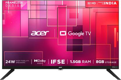 Acer G plus Series 80.01 cm (32 inch) HD Ready LED Smart Google TV with (black) 2024 Model