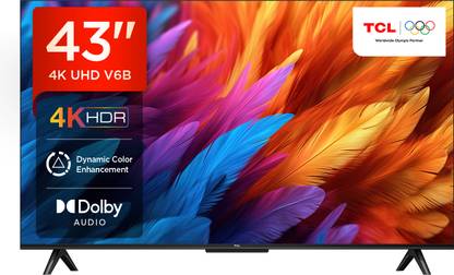 TCL V6B 108 cm (43 inch) Ultra HD (4K) LED Smart Google TV with 24W Dolby Audio and Metallic Bezel-Less