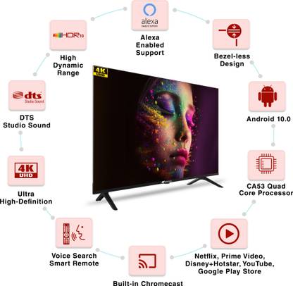 Sansui 109 cm (43 inch) Ultra HD (4K) LED Smart Android TV with Dolby Audio and DTS (Mystique Black)