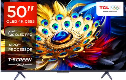 TCL C655 126 cm (50 inch) QLED Ultra HD (4K) Smart Google TV with T-SCREEN |Dolby Vision-Atmos | Hands-Free Voice Control