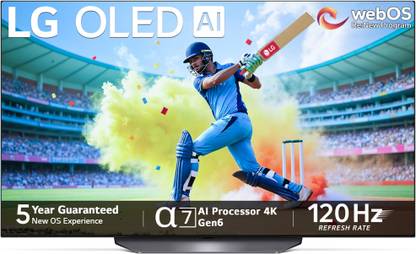 LG OLED B3 139 cm (55 inch) OLED Ultra HD (4K) Smart WebOS TV with Alpha7 AI Processor 4K Gen6, AI Picture Pro, Pixel Dimming, Dolby Vision, Dolby Atmos, Eye Comfort Display, NVIDIA G-SYNC, VRR, AMD FreeSync, 120 Hz Refresh Rate, Game Optimizer, Magic Remote Control, 5-Year Guaranteed with New OS Experience