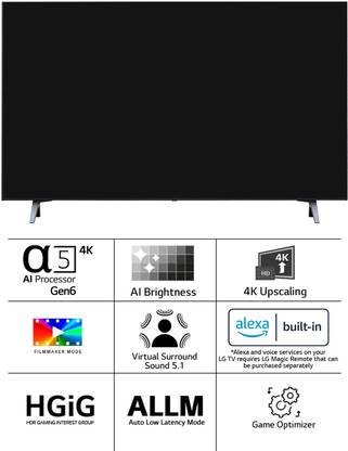 LG UR7500 108 cm (43 inch) Ultra HD (4K) LED Smart WebOS TV with Alpha5 AI Processor 4K Gen6, AI Picture Pro, 4K Upscaling, 60 Hz Refresh Rate, Game Optimizer, Magic Remote Capability, 5-Year Guaranteed with New OS Experience