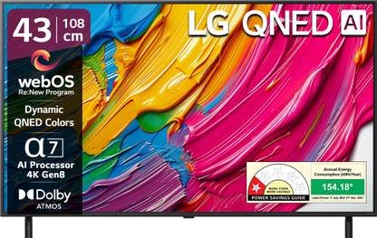 LG QNED 8AA 108 cm (43 inch) Ultra HD (4K) QNED Smart WebOS TV 2025 Edition with Alpha7 AI Processor 4K Gen8 | Dynamic QNED Color | AI Brightness Control | 4K Expression Enhancer | NEW AI Magic Remote | AI Search with MS Copilot | AI Sound Pro (9.1.2 ch) | Dolby Atmos | Chromecast Built-in