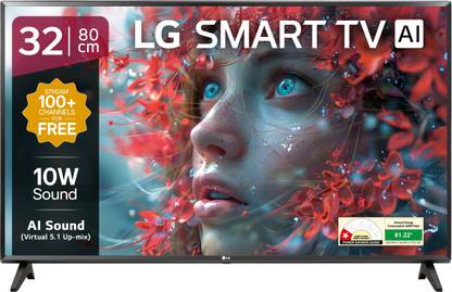 LG LR570 80 cm (32 inch) HD Ready LED Smart WebOS TV 2025 Edition with Alpha5 Gen 6 AI Processor | 100+ Free LG Channels | AI Brightness Control | AI Sound (Virtual Surround 5.1 Up-mix) | FTA Satellite Port | Magic Remote Compatible | 60Hz Refresh Rate | Alexa Built In | Works with Hey Google